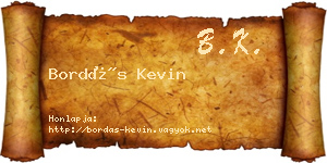 Bordás Kevin névjegykártya